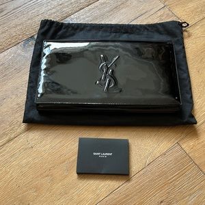 YSL Patent Leather Laurent Belle De Jour Clutch Black